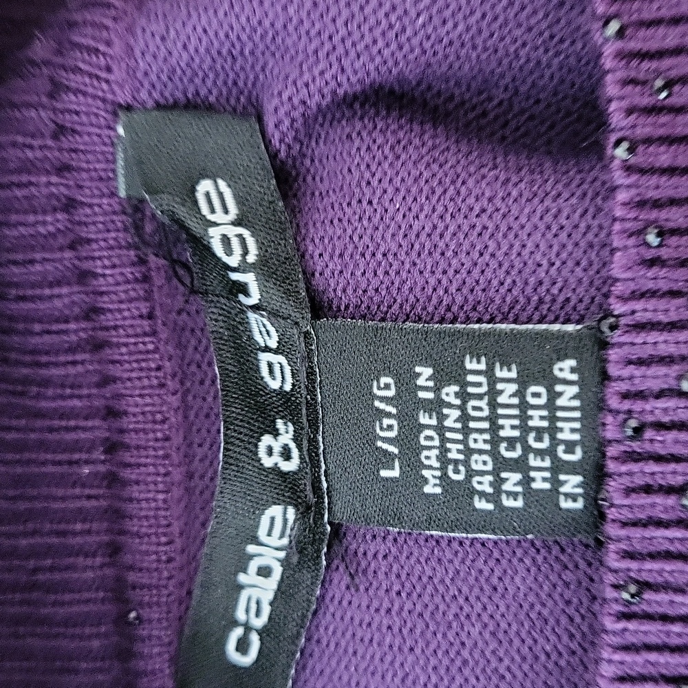 Cable & Gauge Purple Cut-Out Top with Black Stone Embellishment - Picture 4 of 5